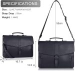 ESTARER Men's Leather Briefcase for Travel/Office/Business 15.6 Inch Laptop Messenger Bag - Image 3